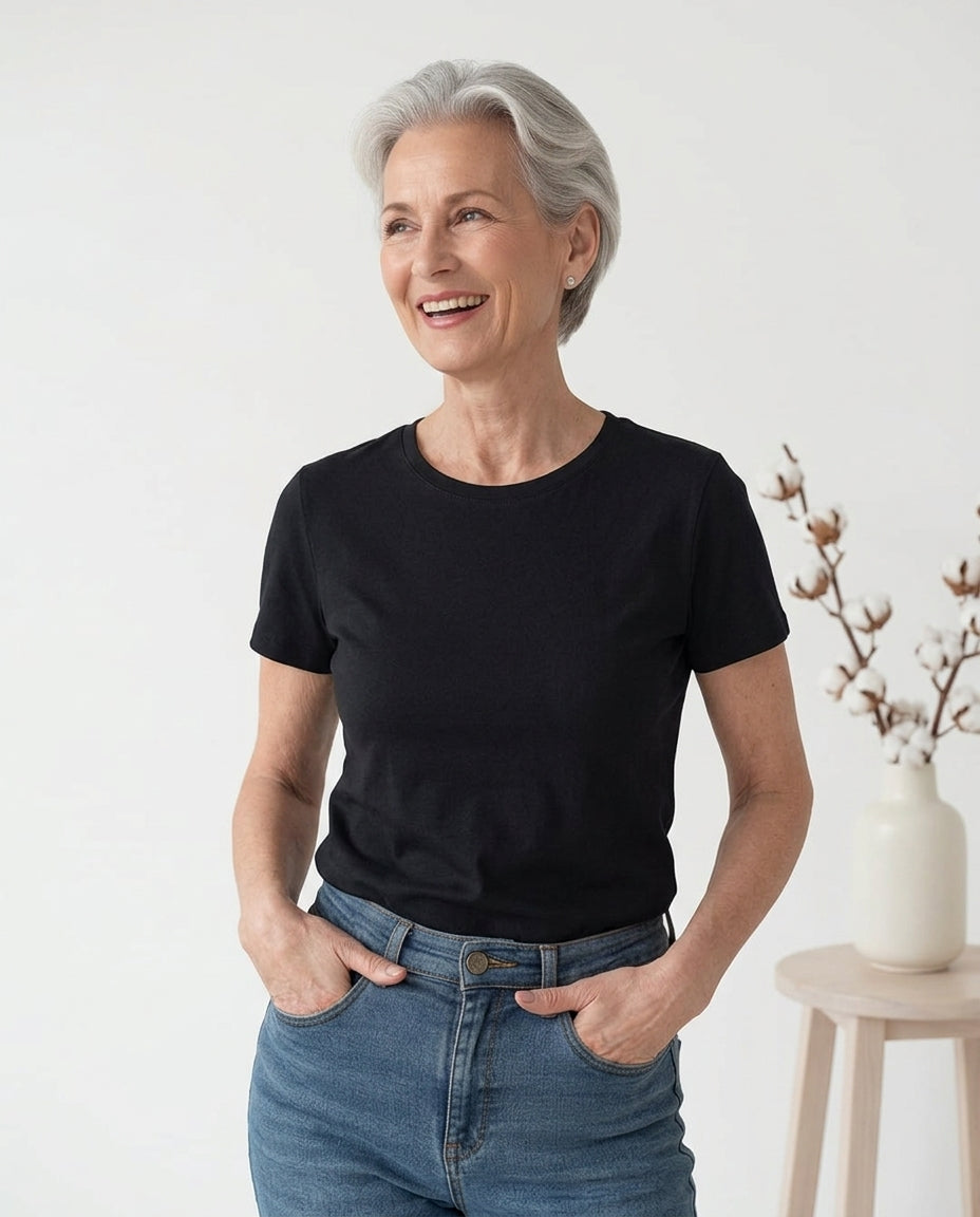 T-shirt noir en coton biologique fait au Québec
