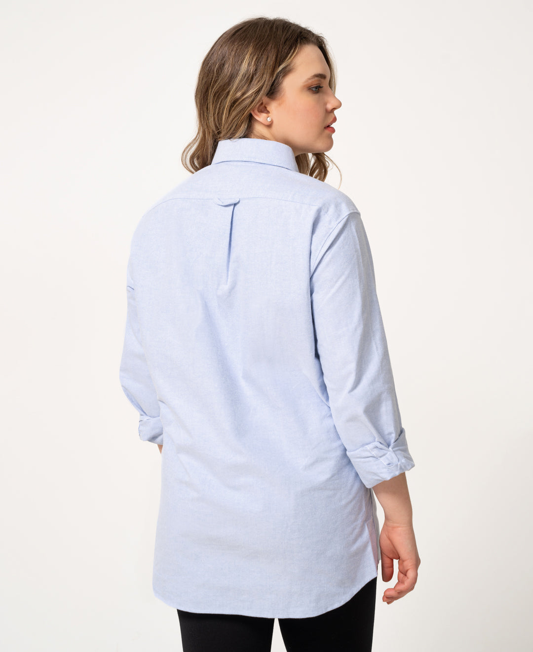 Chemise boyfriend décontractée en coton biologique Oxford bleu