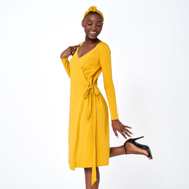 Robe en coton biologique jaune fabriquée au Québec