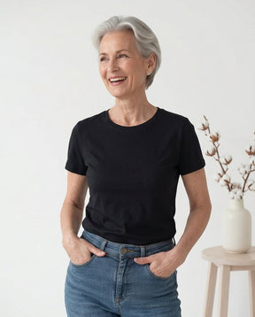 T-shirt noir en coton biologique fait au Québec