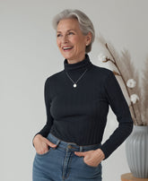 Col roulé noir pour femmes en coton biologique fait au Québec