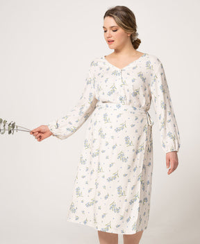 Jupe portefeuille robe fleurie fait au Québec en coton biologique