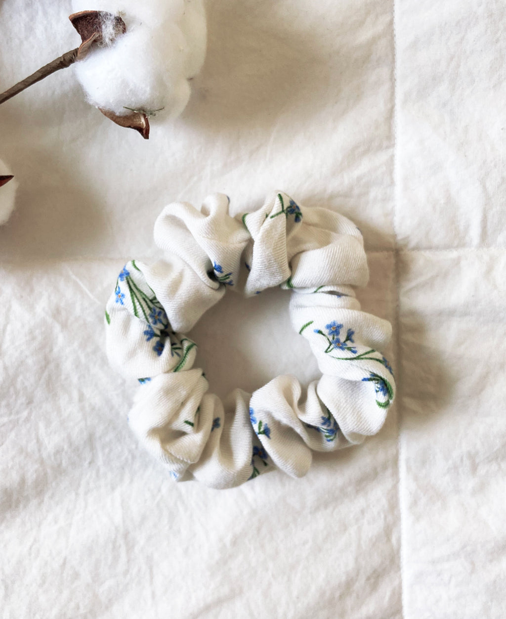 Organic cotton floral scrunchie