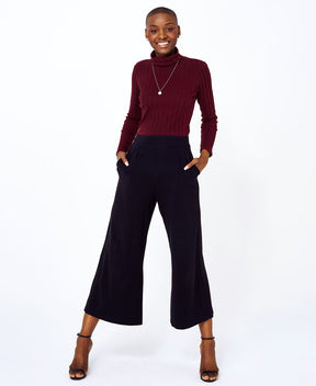 Pantalon noir évasé en coton biologique fait au Québec