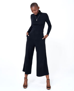 Pantalon noir évasé en coton biologique fait au Québec