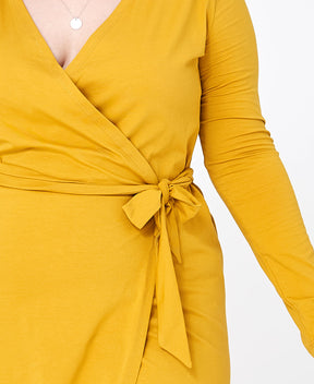 Robe portefeuille ajustable fabriquée au Québec en coton bio jaune